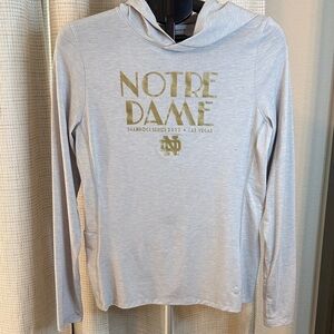 Under Armour Gray Notre Dame Long Sleeve lightweight Tee with Gold Print